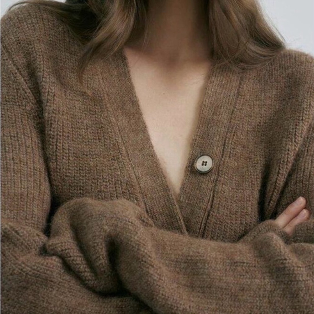 VINCENT JAMES SZ 1 (small) Brown Alpaca Wool Soil + Climate Beneficial Cardigan - Picture 6 of 8
